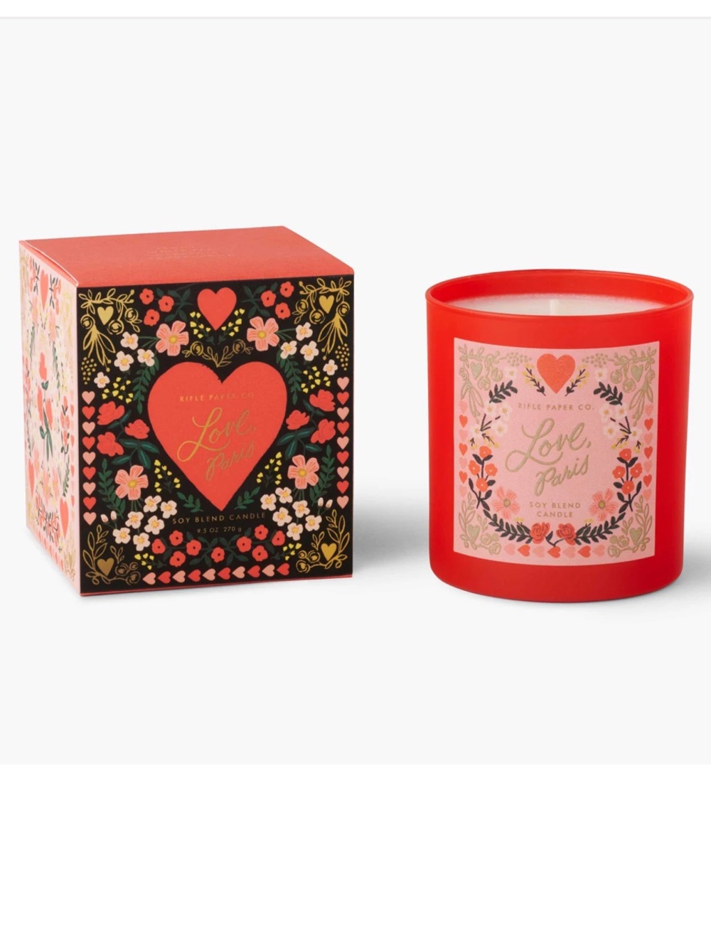Rifle Paper Co. Red Floral 'Love, Paris' Candle